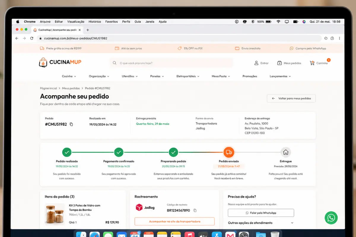 Timeline de pedido